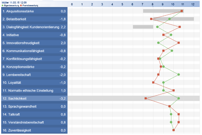 Grafik einer Kompetenzeinschätzung